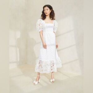 Loeffler Randall Addison Cream Puff-Sleeve Dress